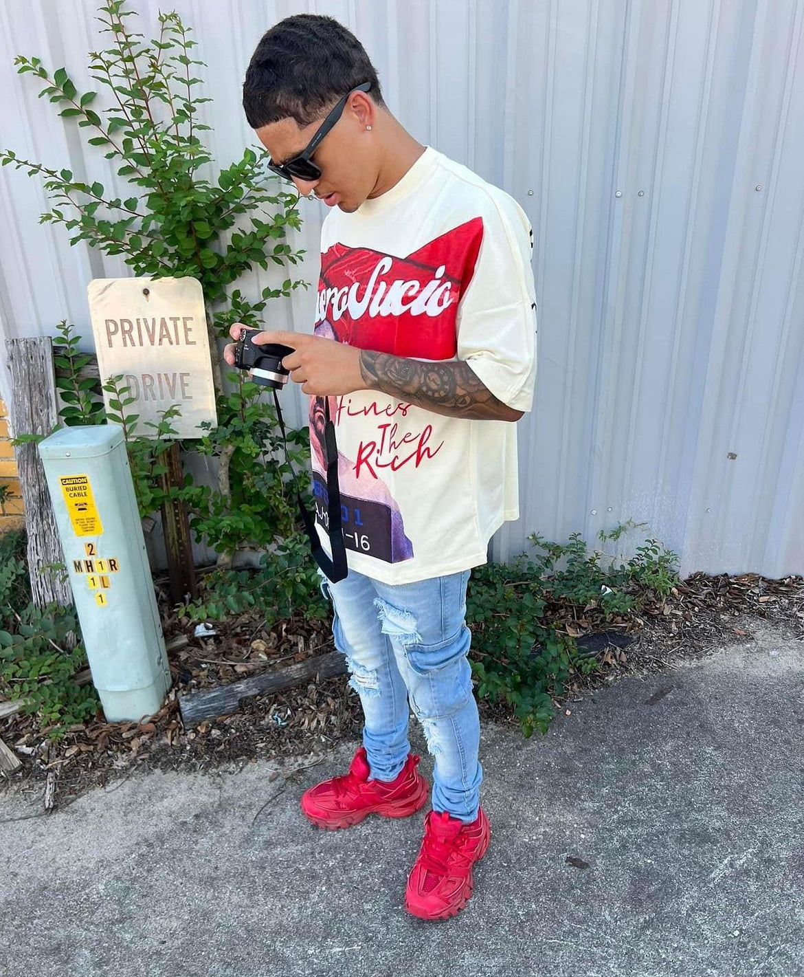 Cream Oversized "El Chapo Dinero" T-Shirt