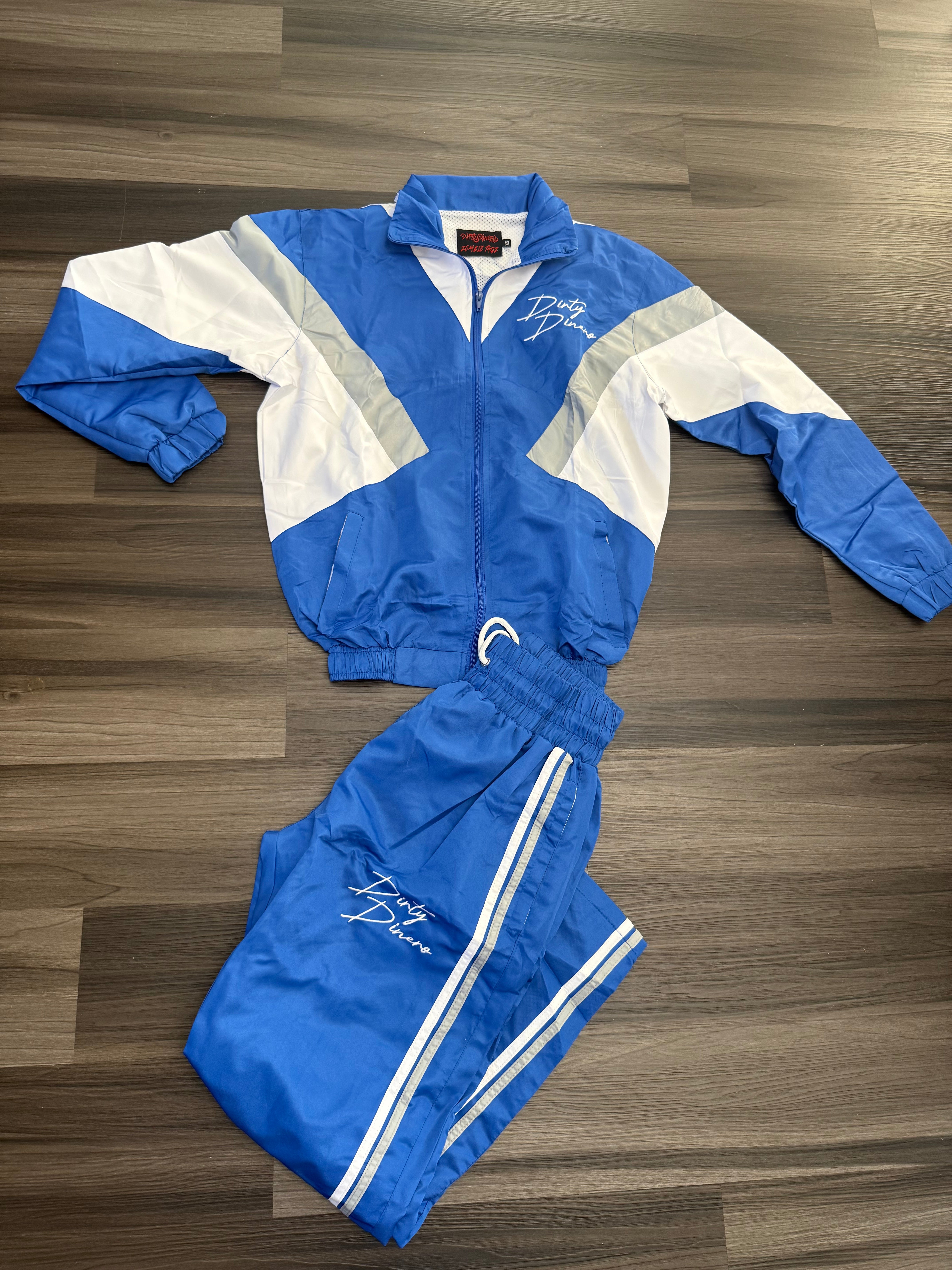 Windbreaker Set Blue and White