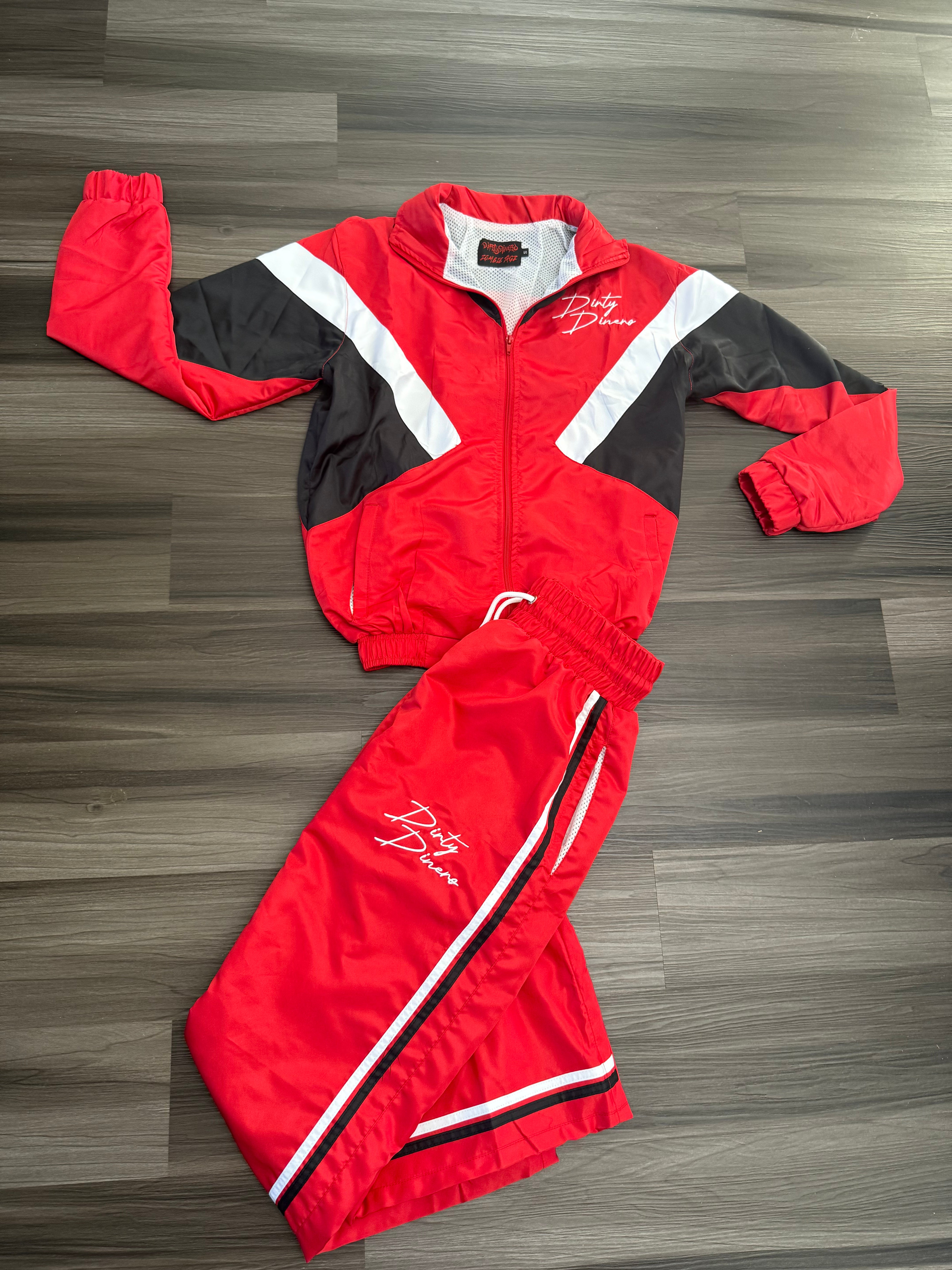 Windbreaker Set Red and Black