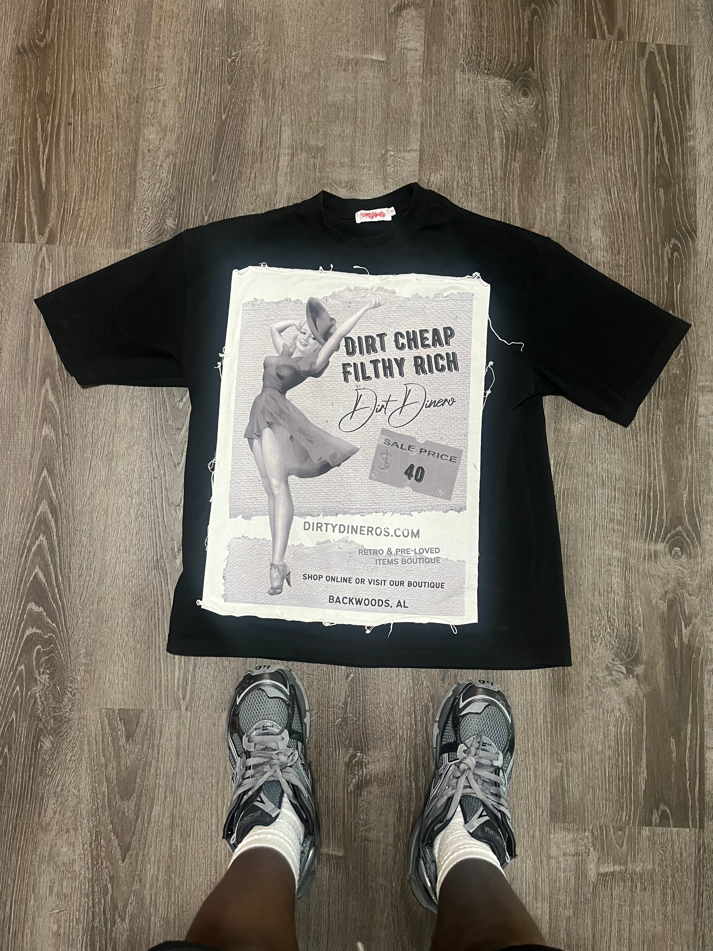 SS24’ Dirt Cheap Oversized Tee Black/White