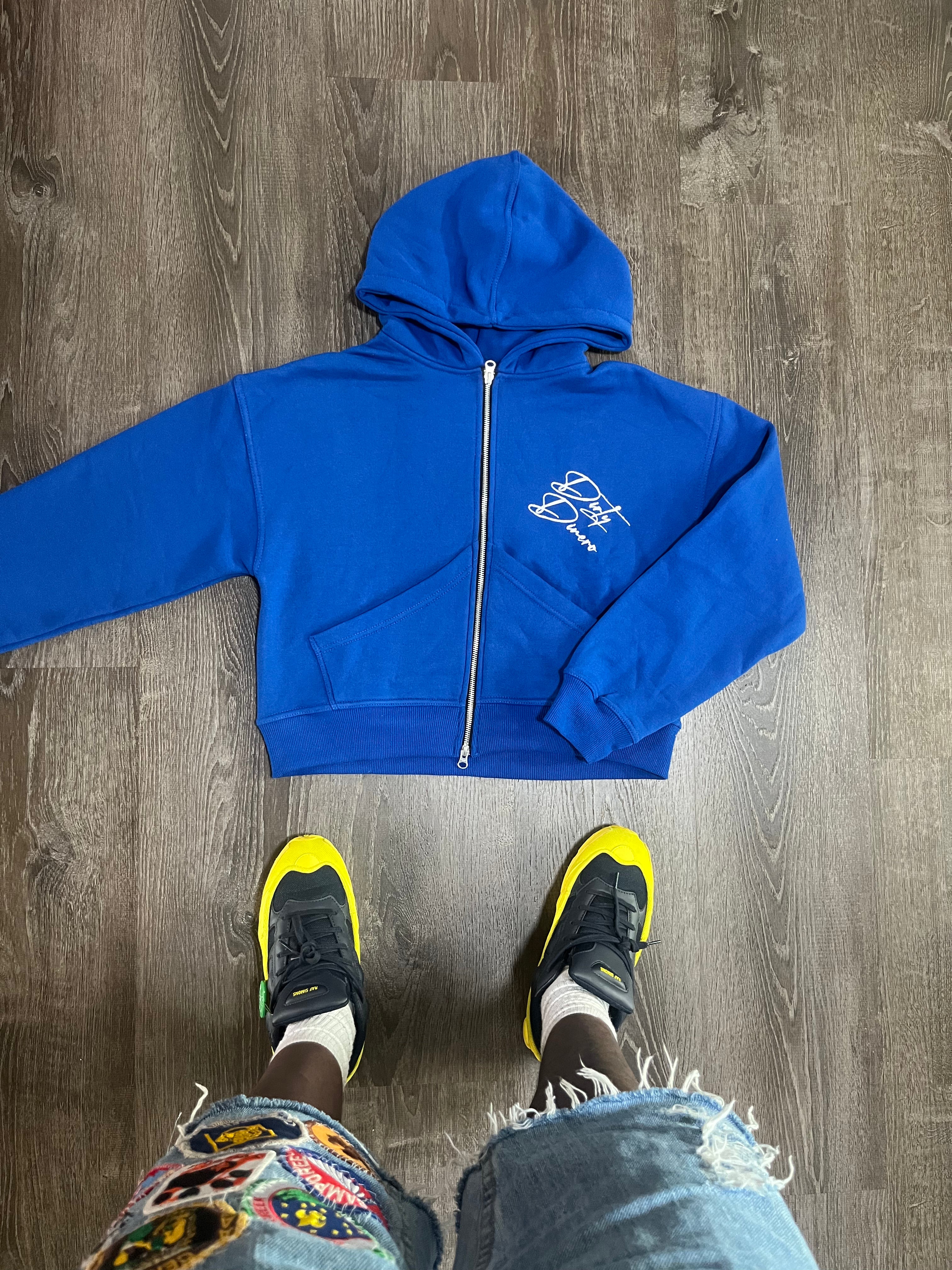 Cropped Double Zip Jacket - Azul